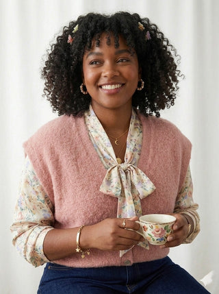 Cloud-Soft Alpaca Blend Button-Front Vest- Dusty Rose