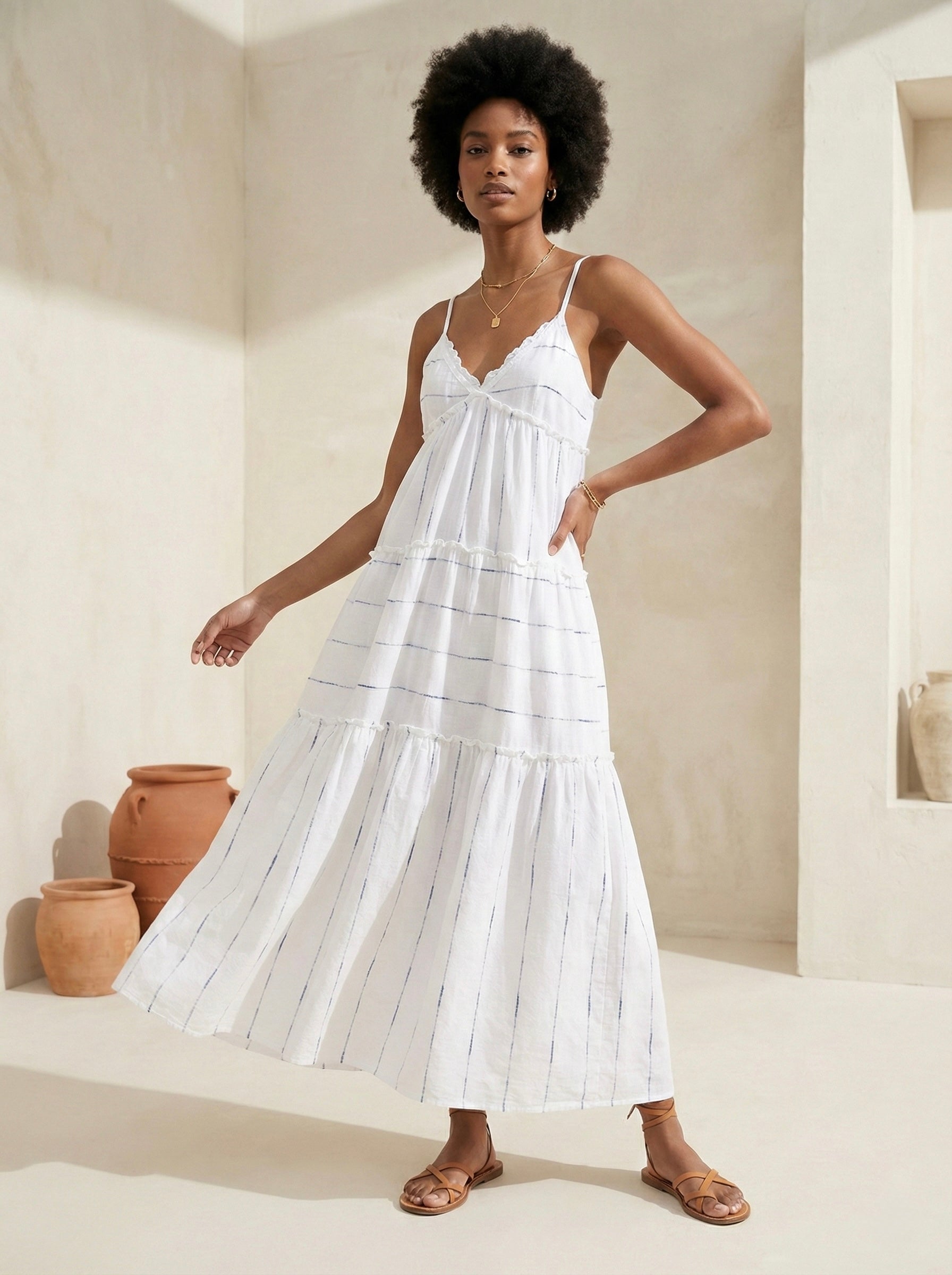 The Capri Breeze Tiered Cotton Maxi