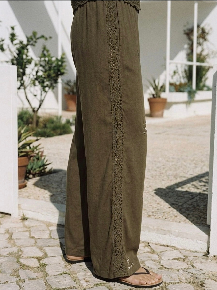 The Sage Embroidered Wide-Leg Pants