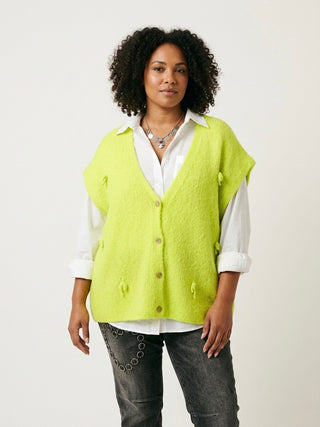 Neon Citron Oversized Knit Vest
