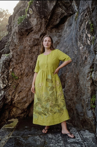 The Veridian Botanical Tunic- Pear Green.