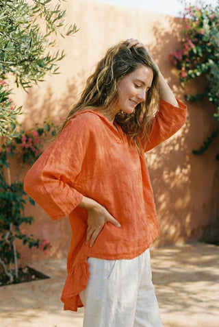 The Sunset Boho Linen Blouse