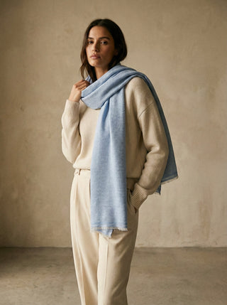 The Azure Herringbone Wrap – Exclusive Cashmere Touch