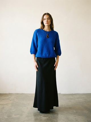 Royal Blue Alpaca Blend Fuzzy Knit Sweater