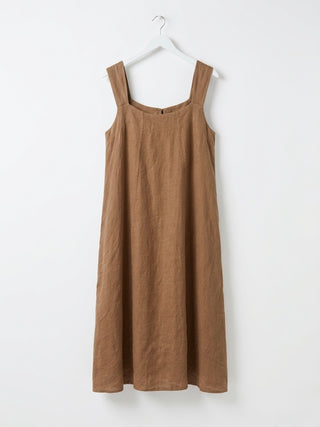 ITALIAN LINEN LONG DRESS- TAN