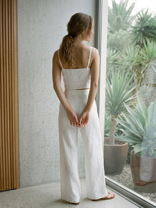The Isla Wide Leg Pants- Optic white