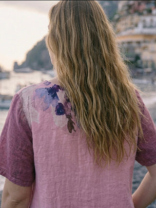 Isabella Italian Linen Art-Print Tunic- Antique Rose