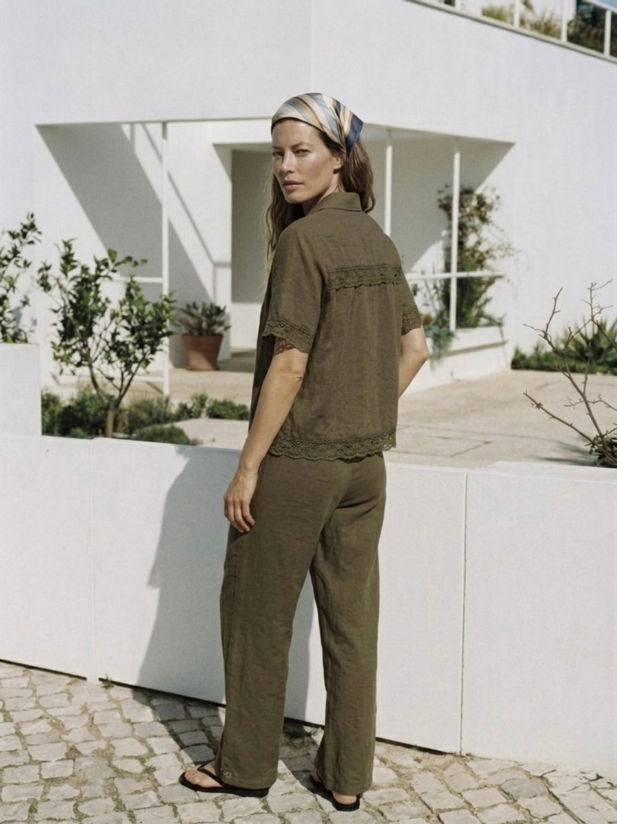 The Sage Embroidered Wide-Leg Pants