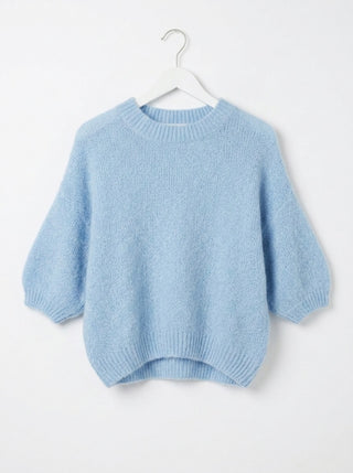 Baby Blue Alpaca Blend Fuzzy Knit Sweater