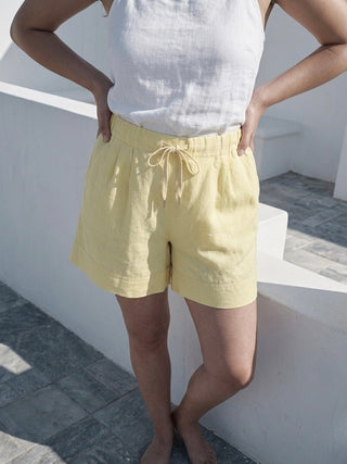 Linen Breezes Lounge Shorts- Lemon