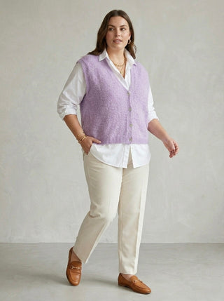 Cloud-Soft Alpaca Blend Button-Front Vest- Mauve