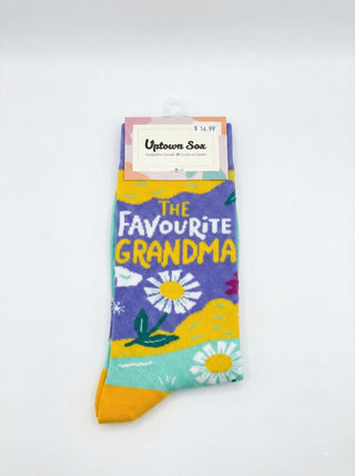 The Favourite Grandma Floral Crew Socks
