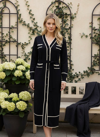 The Parisian Chic Knit Cardigan Maxi Dress