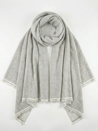 The Luxe Herringbone Oversized Wrap - Silver Grey