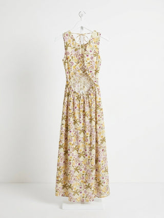 Garden Lace-Back Linen Maxi Dress