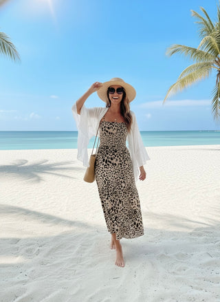 Capri Leopard Smocked Maxi Dress