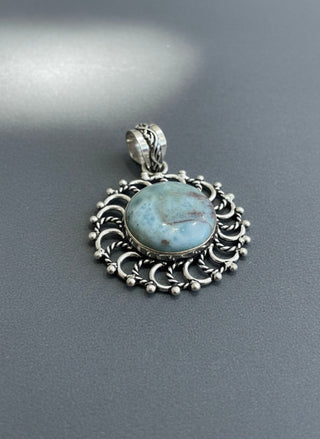The Celestial Larimar Scallop Sterling Silver Pendant