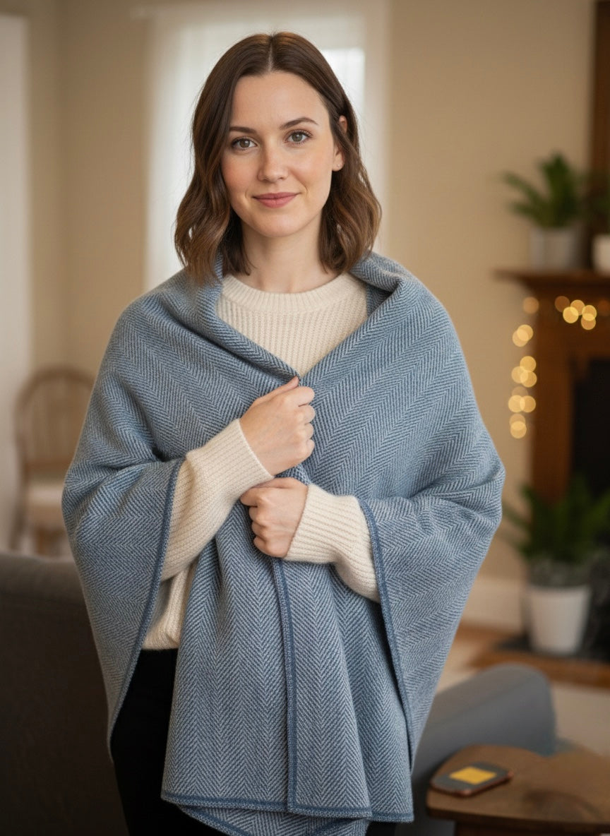 The Serenity Cashmere Blend Throw- Blue