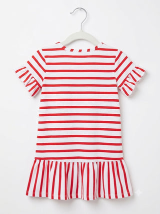 Bella the Dachshund Striped Ruffle Dress for Kids