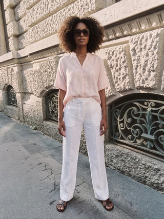 THE STRIPED RESORT SHIRT- PASTEL PINK