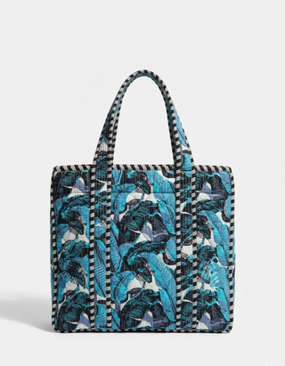 Blue Lotus Tote with Zipper