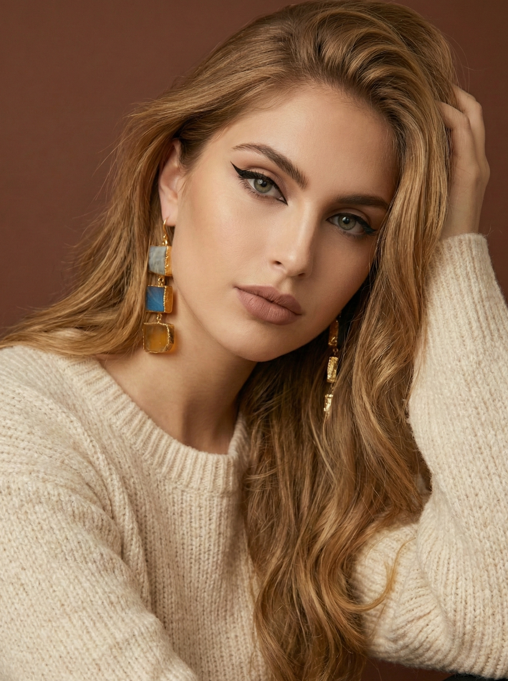 The Horizon Raw Stone Drop Earrings