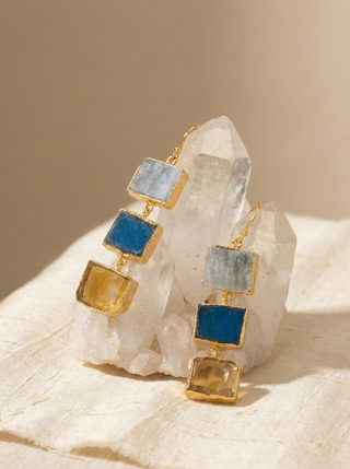 The Horizon Raw Stone Drop Earrings