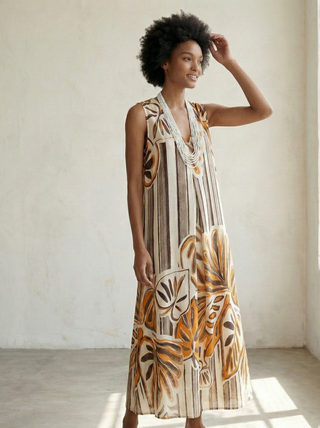 THE SIERRA BOTANICAL LINEN MAXI