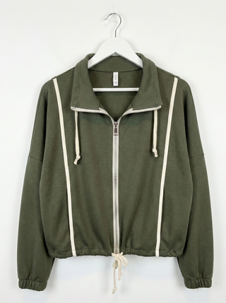 The Milano Contrast-Stripe Lounge Set- Sage Green