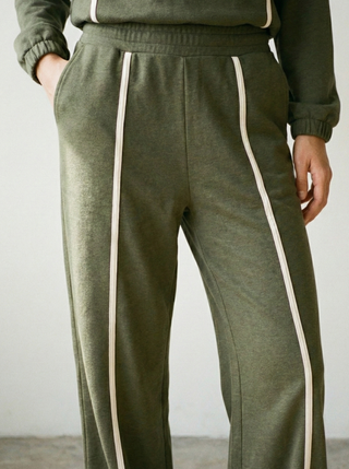 The Milano Contrast-Stripe Pants- Sage Green