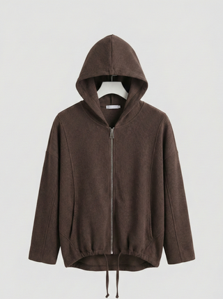 The Espresso Textured Zip-Up Hoodie