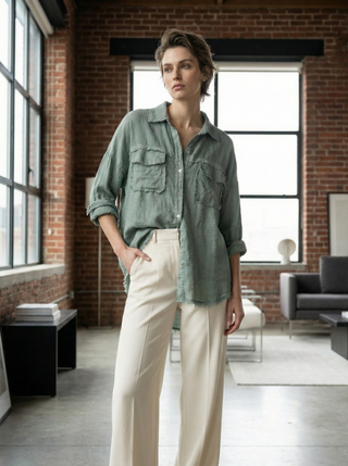 The Sage Fray Linen Shirt