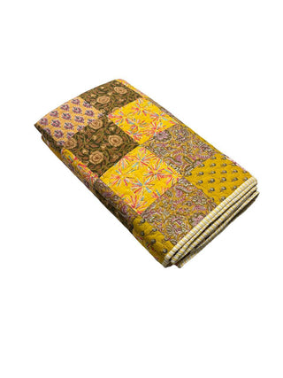 Golden Floral Patchwork Quilt- Queen Size