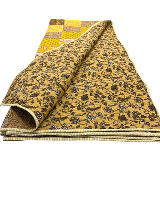 Golden Floral Patchwork Quilt- Queen Size