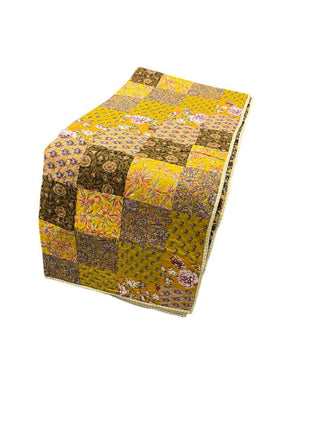 Golden Floral Patchwork Quilt- Queen Size