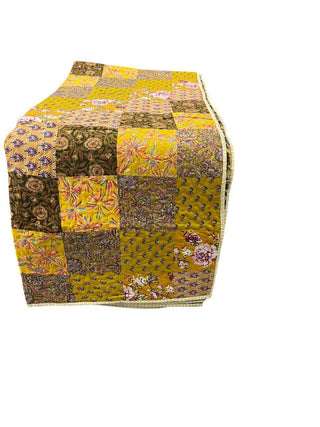 Golden Floral Patchwork Quilt- Queen Size