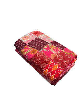 Floral & Patchwork King-Size Reversible Cotton Quilt