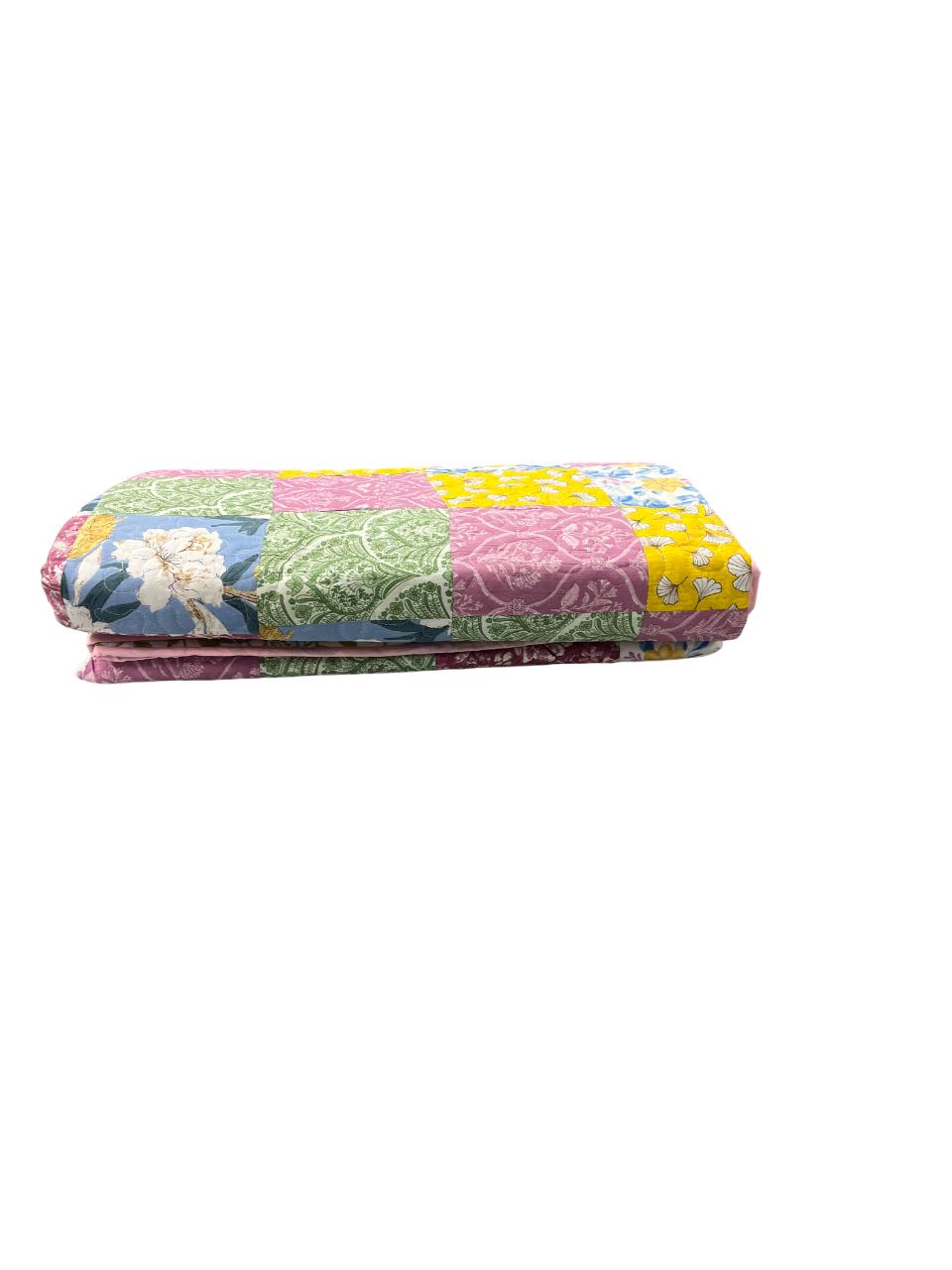 Two-Sided Queen Cotton Floral Reversible Quilt