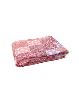 Charming Floral & Geometric Cotton Reversible Twin Quilt.