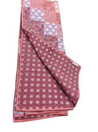 Charming Floral & Geometric Cotton Reversible Twin Quilt.
