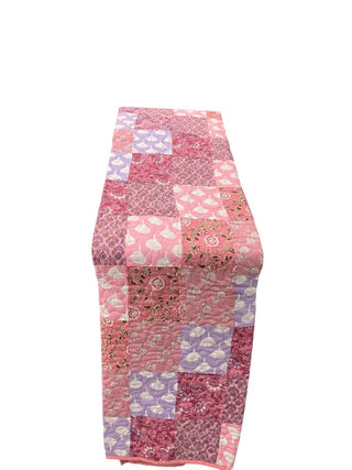 Charming Floral & Geometric Cotton Reversible Twin Quilt.