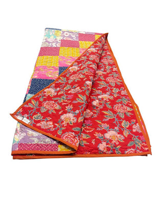 Ruby Bloom Reversible Cotton Queen-size Quilts.