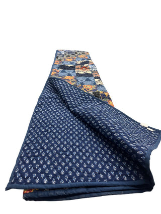 Deep Blue Delight: Handcrafted Reversible Cotton Quilt – Twin Size