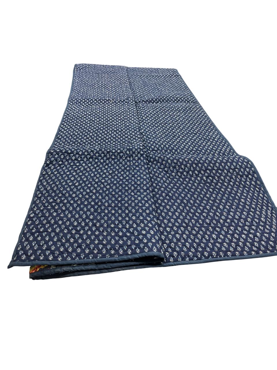 Deep Blue Delight: Handcrafted Reversible Cotton Quilt – Twin Size