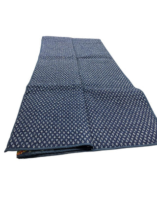 Deep Blue Delight: Handcrafted Reversible Cotton Quilt – Twin Size