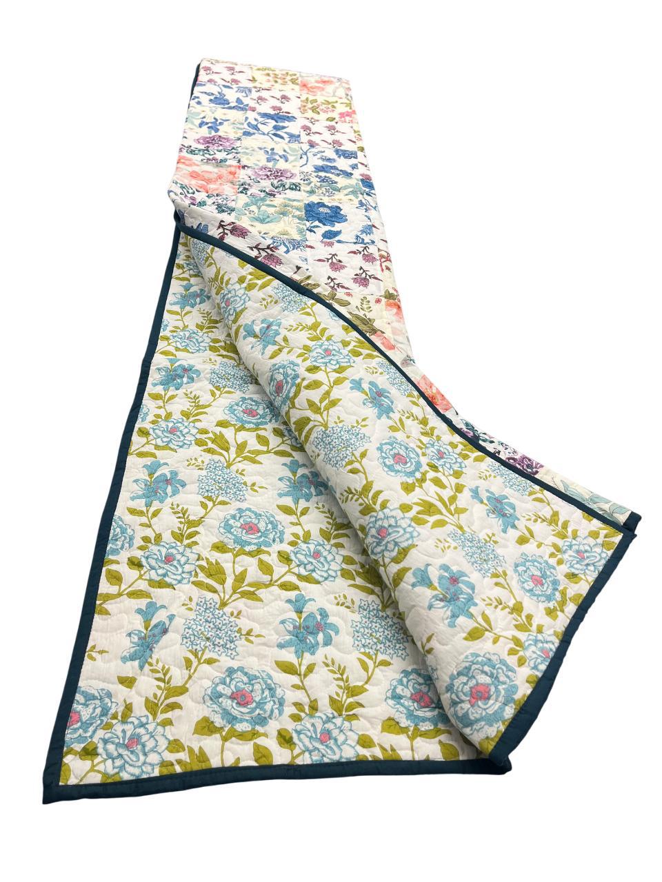 Whispers of Aqua: Reversible Twin Cotton Quilt