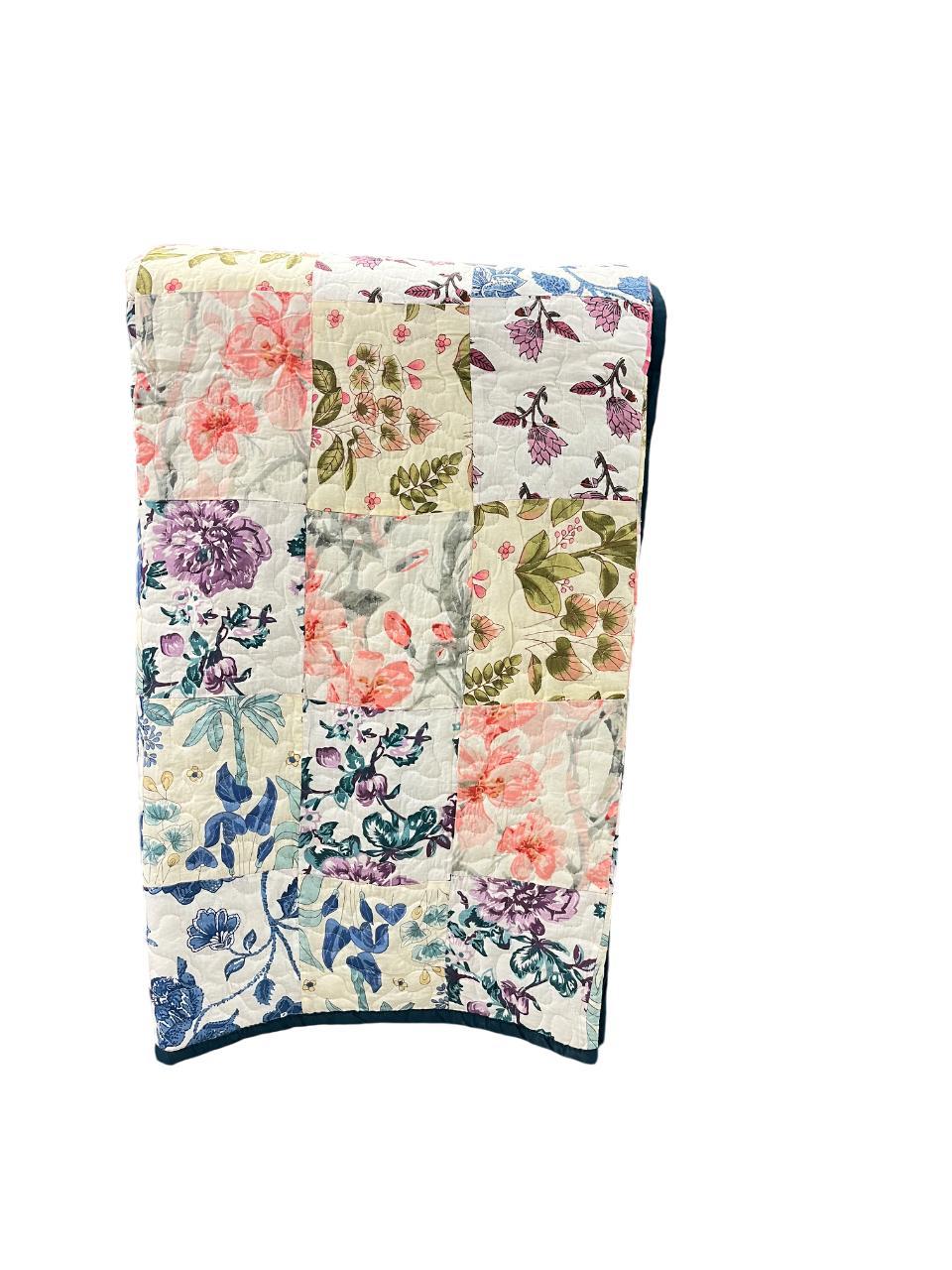 Whispers of Aqua: Reversible Twin Cotton Quilt