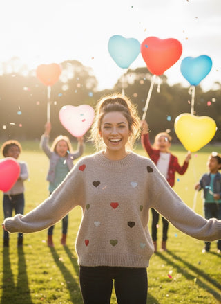 Happy Hearts Sweater- Grey