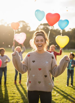 Happy Hearts Sweater- Grey
