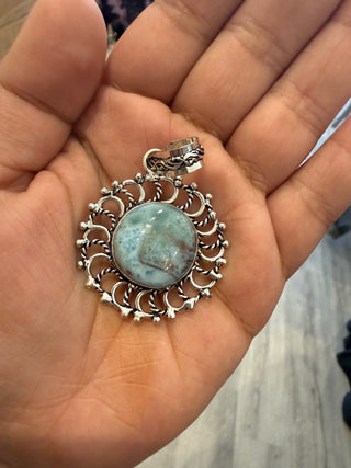 The Celestial Larimar Scallop Sterling Silver Pendant